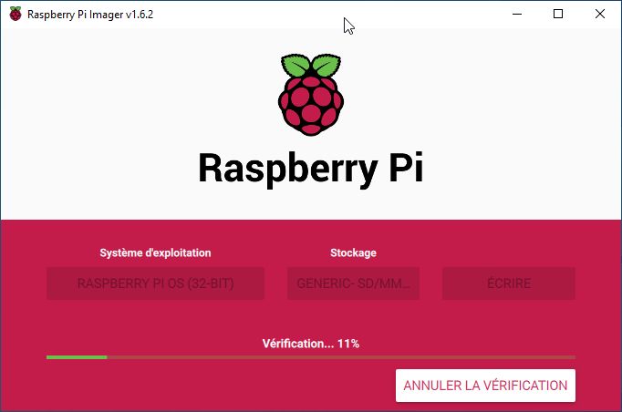 RPi Imager - Processus vérification